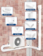 3" 16Ft Mini Split Line Set Cover with Flexible Duct, Upgrade PP Decorative Minisplit Lineset Cover Kit, Paintable for Mini Split, Air Conditioner, Central AC, HVAC and Heat Pumps, White