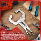 Yexiya 10 Pcs Locking C Clamp, Locking Pliers Adjustable Welding Clamp with Regular Tip and Swivel Pad for Shop Home Farm and Auto Workshop Woodworking, Cabinetry, Repair (11 Inch)