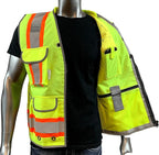 A Reflective Safety Vest For men Class 2 Heavy Woven Two Tone Engineer Hi Viz Safety Vest 3M Tape