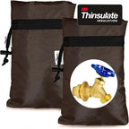 Enlarge Outdoor Faucet Cover for Winter Freeze Protection, 3M Thinsulate, 10"H x 6.3"W Hose Bib Covers for Wall Taps Outside, Waterproof & Frost Free Insulated Spigot Cover, 2 Pcs Faucet Socks - Brown