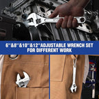 WORKPRO 4-piece Adjustable Wrench Set, Forged, Heat Treated, Chrome-plated (6-inch, 8-inch, 10-inch, 12-inch)