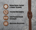 BORED? PARACORD! 550 lb Paracord - Ideal for Crafting, Camping, DIY Projects, Active & Military Outdoors - Strong Survival Rope - Tactical Parachute Cord Type III - Chocolate Brown 250 Feet