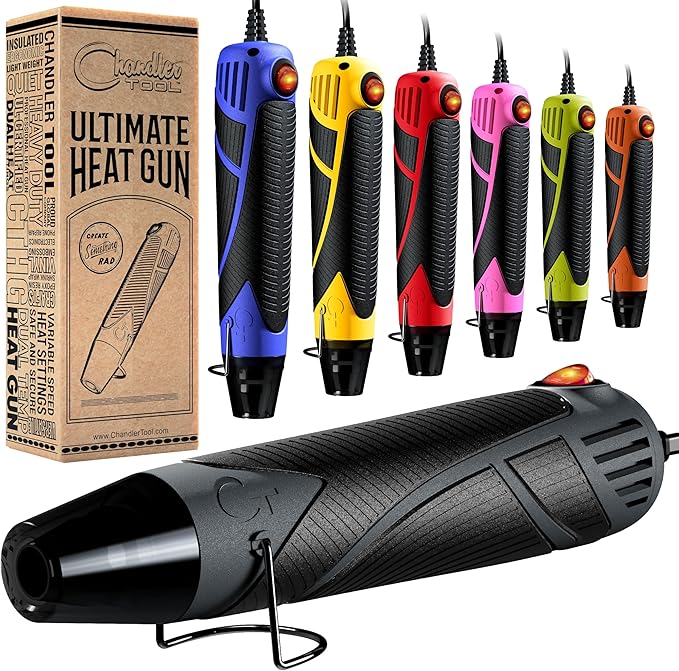 Heat Gun for Crafting, Mini Dual Temp Hot Air Gun Tool for Epoxy Resin, Shrink Wrapping, Vinyl Wrap, Embossing, Electronics, Candle Making, Sublimation, Phone Repair & DIY (Grey/Black)