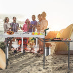 Dragosum Fish Cleaning Table, Portable Folding Camping Table with Folding Grill Extension Board, Fish Cleaning Station with Dual Sinks, Hose Hook Up