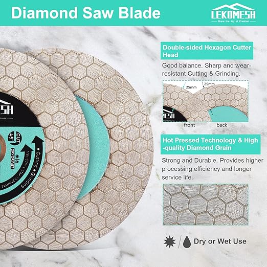 4 Inch/105MM Diamond Cutting Disc - Tile Saw Blade Cutting Wheel Double-Sided Diamond Discs for Cutting Grinding Porcelain Ceramic Tile Marble Granite Artificial Stone