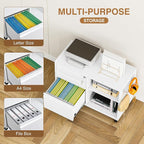 Mobile Filing Cabinet with Lock,Metal Lateral File cabinets Printer Stand with Storage Cabinet for Home Office,A4/F4/Letter (White-3 Drawer)