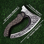SHINY CRAFTS -Axes viking axe real weapon mens axes gifts for him- with Black Etching Authentic Medieval Pizza Cutter Axe, Norse Pizza Axe Gift, Carbon Steel Viking Axe with Sheath (SCA-027)