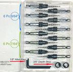 FTG USA Countersink Drill Bit Set for Wood with Tapered Drill Bit 6 Pc #4 (7/64"), 6 Pc #6 (9/64")