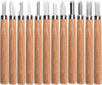 12 PCS Wood Carving Tools Set Plastic Storage Case Easy to Use Mini Wood Chisel Beginner Wood Carving Kit for Adults and Kids Carving Kit Gift