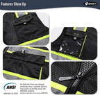 JKSafety Hi Vis Reflective Safety Vests for Men Women High Visibility Vest with Pockets Mesh Fabric Construction Safety Apparel Neon Vest for Work (220-Black S)