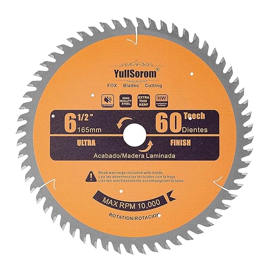6-1/2 inch Circular Saw Blade 60T Combo Pack with 5/8" Arbor，Ultra Fine Finish for Wood Cutting, Thin-Kerf