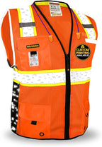 KwikSafety - BIG KAHUNA DIGITAL Safety Vest [LIMITED EDITION] Class 2 ANSI OSHA Reflective Vest Durable High Visibility Vest Construction Safety Vest for Men Industrial Work Gear/Orange Large