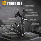 RoverTac Multitools Set - 12-in-1 Multi Tool Hammer, LED Flashlight, Utility Knife in Premium Gift Box, Camping Essentials Survival Camping Gear, Multitool Gift for Men Dad Him