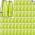 Jecery 60 Packs High Visibility Vest Safety Reflective Hi Visibility Mesh Vest Lightweight Neon Universal Size for Men Work Outdoor (M)