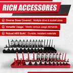 6PCS Socket Organizer Tray Set,1/2", 1/4" and 3/8" SAE & Metric Deep & Shallow Socket Holder Kit, Deep and Shallow Socket Holders for Toolboxes(sockets not included)