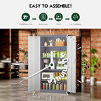Greenvelly Metal Storage Cabinet with 2 Doors and 4 Adjustable Shelves, Lockable Steel Tool Cabinet for Home, Office, Garage, Classroom (Grey White)
