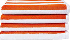 Amazon Basics Cabana Stripe Beach Towel, Pack of 4, Orange, 30 in x 60 in