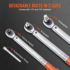 VEVOR Torque Wrench, 3/8-inch Drive Click Torque Wrench 10-80ft.lb/14-110n.m, Dual-Direction Adjustable Torque Wrench Set, Mechanical Dual Range Scales Torque Wrench Kit with Adapters Extension Rod