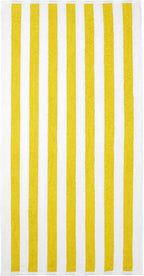 Amazon Basics 100% Cotton Terry Cabana Stripe Pool & Beach Towels, Soft & Absorbent, Large, 2-Pack, Yellow, 30" x 60"