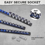 3-Piece Magnetic Socket Organizer, Heavy Duty Aluminum Socket Rails Organizer, 360° Swivel Clips Socket Holder Kit for Tool Box, 1/2, 3/8, 1/4-Inch Socket Holder x 40 Clips (Blue)