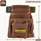 Graintex PL45S 10 Pocket Nail and Tool Pouch Suede Leather with 2" Webbing Belt