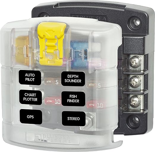 Blue Sea Systems 5028 ST Blade Fuse Block 6 Circuit with Cover, 100 Amps