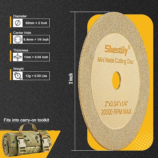 Diamond Cutting Wheel 2 Inch Die Grinder Cut Off Wheel for Metal & Stainless Steel, Nuts, Bolts, Screws, Gypsum, Ceramic, Glass, PVC Pipe, Rotary Tool Drill Cutter Attachment