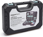 Amazon Basics Household Tool Kit With Storage Case, 142 Piece, Turquoise, 13.39 x 9.25 x 2.95 inch