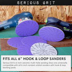 6-Inch Assorted Grit Ceramic Multi-Hole Hook & Loop Sanding Discs - Advanced Grain for Fast Cutting & Long Life - Film-Backed Universal Fit Sandpaper for 6-in Sanders - 50 Pack Box