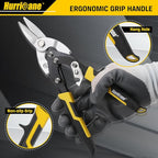 HURRICANE 10 Inch Aviation Tin Snips, Cr-Mo Aviation Snips for Cutting Metal Sheet, Heavy Duty Sheet Metal Cutter Shear, Straight Cut, High Leverage Aviation Snip, Up to 40% Labor Saving