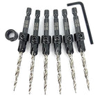 FTG USA Countersink Drill Bit Set for Wood with Tapered Drill Bit 6 Pc #10 (3/16")