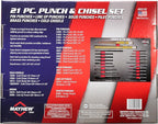 Mayhew Tools 60210F Punch and Chisel Set, 21-Piece with Foam Block