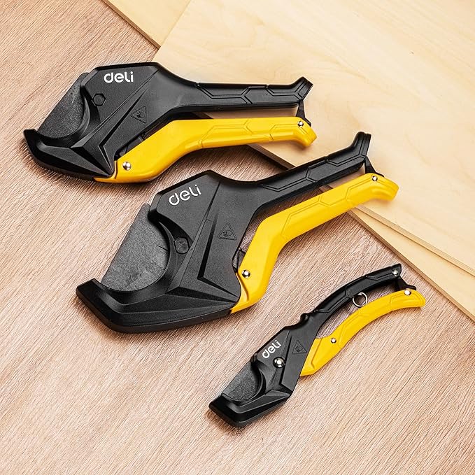 DELI PVC Pipe Cutter, Up to 2-1/2", Ratchet Pipe Shears Heavy-Duty, Pex Cutting Tool for Cutting PEX, PVC, PPR Plastic Hoses and Plumbing Pipe