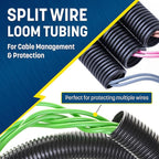 GS Power 3/4 Inch x 25 Ft Split Wire Loom Tubing, Split Cable Sleeve Cord Protector for Industrial Electrical Wires, Automotive Wire Cover Flexible, High Temperature Cable Conduit, Wrap