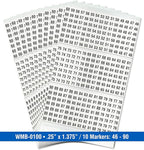 Premium Wire Marker Book for Cable Management, Vinyl-Coated, High-Tack Adhesive, Electric Panel Wire Label Stickers - 10 Pages, 1 Book, Numbered 46-90 (Pack of 1)