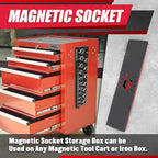 8Pcs Magnetic Socket Organizer Set, 1/2", 1/4" and 3/8" SAE & Metric Deep & Shallow Tools Tray Holder Kit, holds 199pcs Sockets (sockets not included) (8PC 1/2&3/8&1/4)