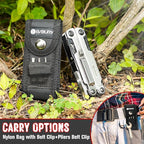 BIBURY Multitool Pliers BI2048B, Stainless Steel Multi Tool with Upgraded Rope Cutter and Screwdrive, Foldable Self-locking Multitools with Nylon Pouch, Ideal for Camping, Hiking, Survival, Repair