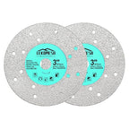 Rock Slab Grinding Disc - 3 inch Glass Cutter Disc (2pcs), Granite Cutting Blade, Diamond Grinder Wheel for Rock Slab, Stone, Tile, Marble, Granite, Glass Diamond Saw Blades