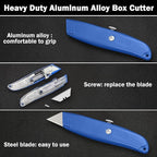 Reginary 30 Pcs Box Cutter Bulk Retractable Blade Utility Knife Heavy Duty Aluminum Alloy Razor Shell Knife for Cartons, Cardboard and Boxes, DIY, Factory, Home(Red, Green, Blue)