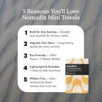 Nomadix Mini Towel - Perfect for Beach, Pool, Travel, Camping, Yoga - Made with Recycled Materials - Super Absorbent - Sand Resistant - Copacabana Mango - 16" x 40"