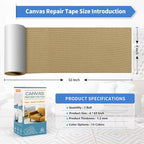 KING MOUNTAIN Canvas Repair Tape,Outdoor Gear Patch, 4×63 Inches,Waterproof,Self-Adhesive for Repairing Boat Covers,Sun Shades,Sofas,Tents,Lounge Chairs,Awnings (Flaxen)