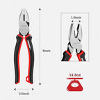 ARROW Linesman Pliers, 8-inch High Leverage Diagonal Pliers Tool with Comfortable TPR Handle, High Carbon Steel, Wire Cutter for Electric and Daily Use