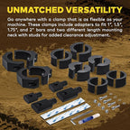 LAMPHUS Off-Road ATV UTV Light Bar Mounts Mounting Bracket Clamp Kits [1"/1.5"/1.75"/2" Inch] [360-Degree] [2 x Stud Size] Aluminium Unit Bull Roll Cage Clamps Mount