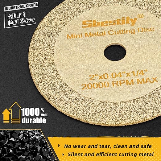 2 Inch Diamond Cut Off Wheel - 5Pack - W1/4" Arbor Hole Diamond Cutting Wheel for for Metal & Stainless Steel, Nuts, Bolts, Screws, Ceramic, Glass, PVC Cutter