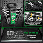 SK Ratcheting Wrench Set, Combination Wrench Set, 13-Piece, SAE 1/4" to 1", 72-Tooth, Premium CR-V Construction, with Rack Organizer