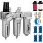 NANPU 3/4" NPT Industrial Grade 3 Stage Air Drying System - Particulate Filter, Coalescing Filter, Desiccant Dryer & Air Regulator, Metal Bowl, Manual Drain, Suitable for Paint Spray＆ Plasma Cutter