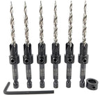 FTG USA Countersink Drill Bit Set for Wood with Tapered Drill Bit 6 Pc #10 (3/16")