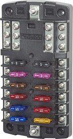 Blue Sea Systems 5031 ST Blade Fuse Block 12 Circuit with Ground, 100 Amps