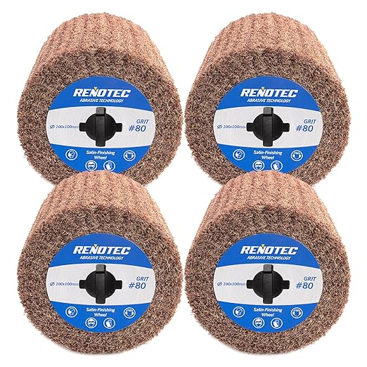 4" Burnishing Wheel 4 Pack, Wire Drawing on Metal, 100x100mm, Coarse Grit 80, Polishing & Satin Finishing