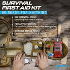 242 pc First Aid Survival Kit with SWAT-T Tourniquet Made in USA | IFAK Emergency Trauma Kit | Survival Gear | by Emblem Outdoor